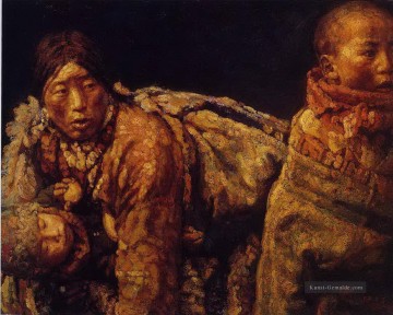 Mutter und Kind Chen Yifei Tibet Ölgemälde